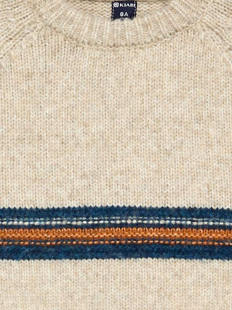 Pull col rond en maille Beige - Kiabi
