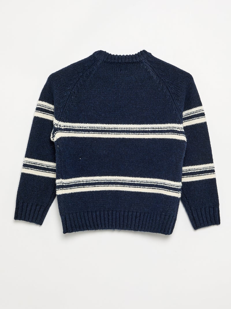 Pull col rond en maille Bleu - Kiabi