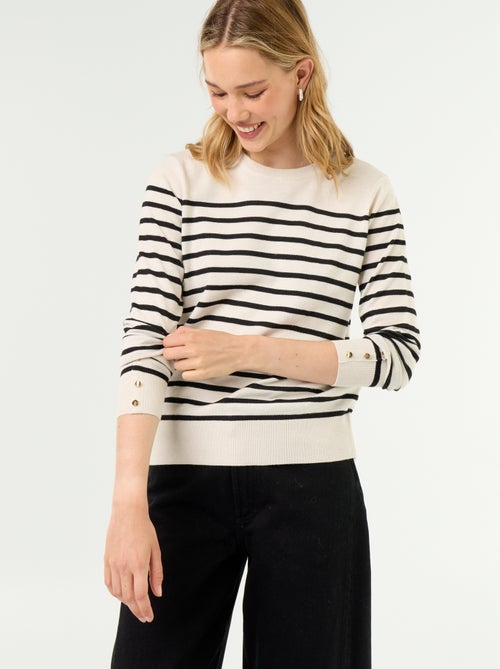 Pull col rond en maille fine jauge - Kiabi