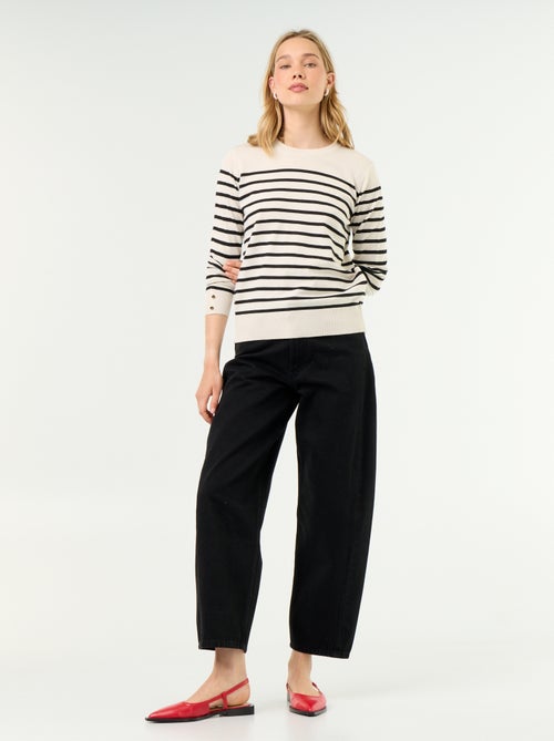 Pull col rond en maille fine jauge - Kiabi