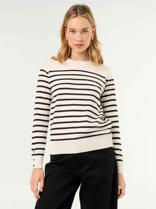 Pull col rond en maille fine jauge - Kiabi