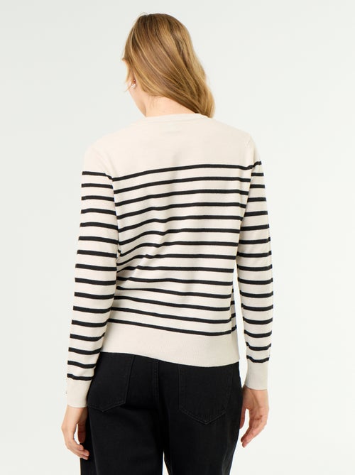 Pull col rond en maille fine jauge - Kiabi