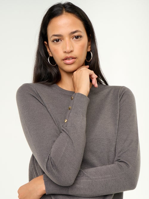 Pull col rond en maille fine jauge - Kiabi