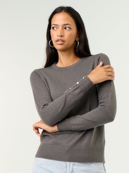 Pull col rond en maille fine jauge - Kiabi
