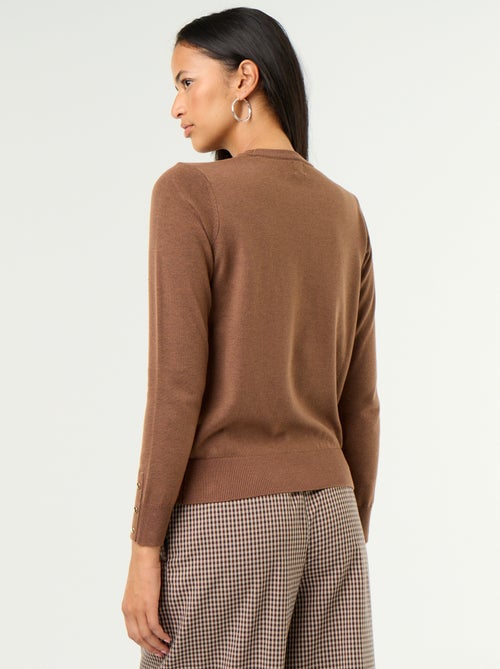 Pull col rond en maille fine jauge - Kiabi