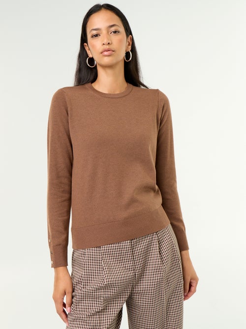 Pull col rond en maille fine jauge - Kiabi