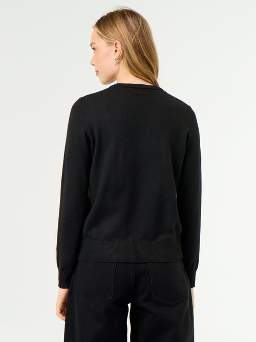 Pull col rond en maille fine jauge - Kiabi