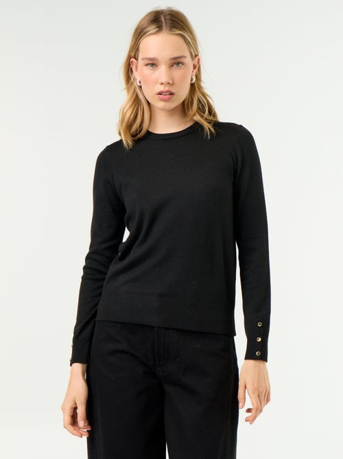 Pull col rond en maille fine jauge - Kiabi