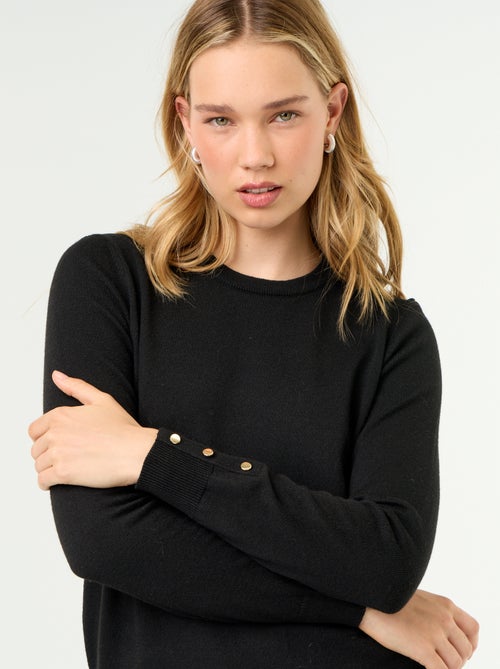 Pull col rond en maille fine jauge - Kiabi