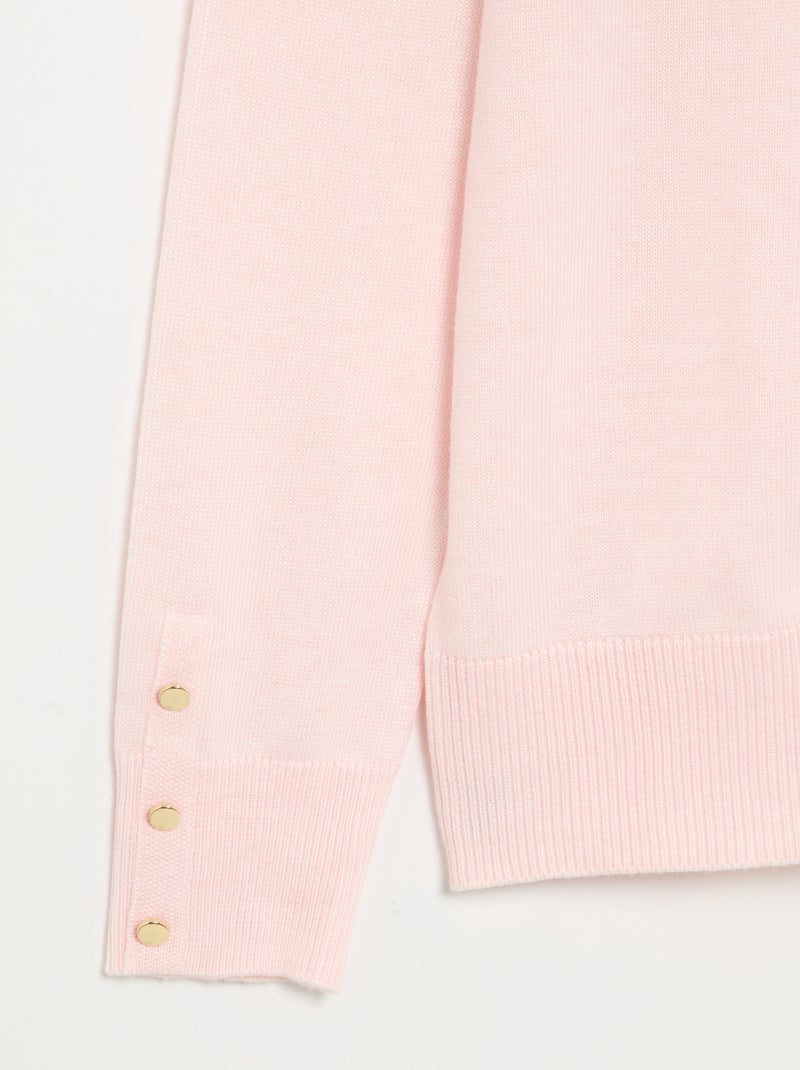 Pull col rond en maille fine jauge Rose - Kiabi