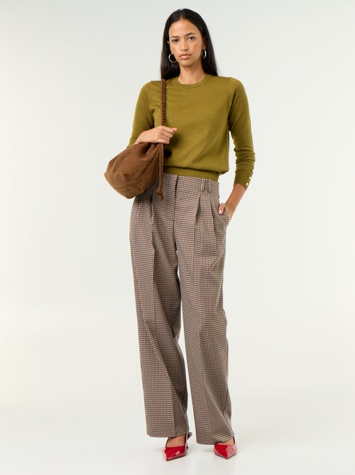 Pull col rond en maille fine jauge - Kiabi