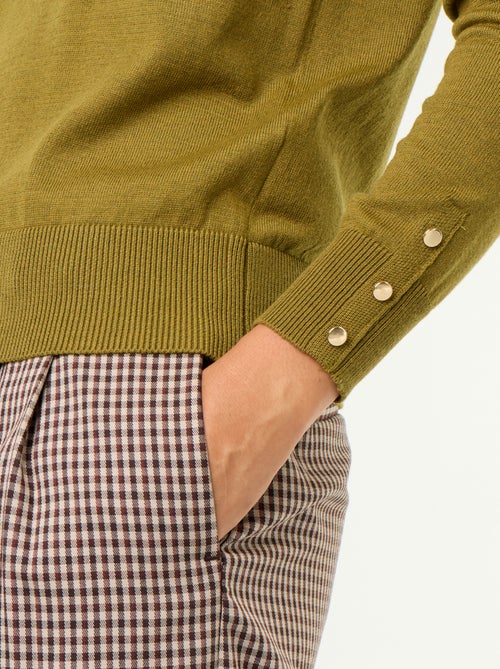 Pull col rond en maille fine jauge - Kiabi