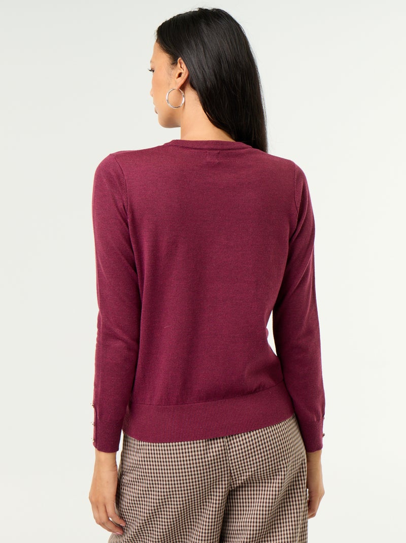 Pull col rond en maille fine jauge Violet - Kiabi