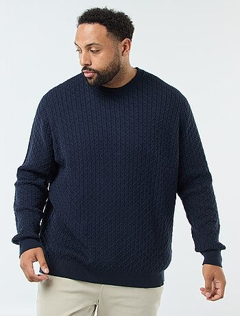 Pull col rond en maille torsadée