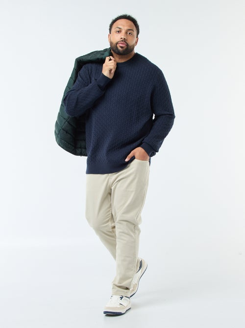 Pull col rond en maille torsadée - Kiabi