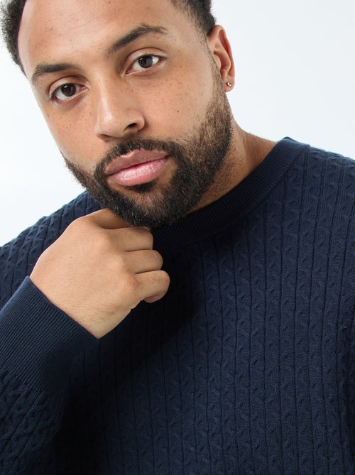 Pull col rond en maille torsadée - Kiabi