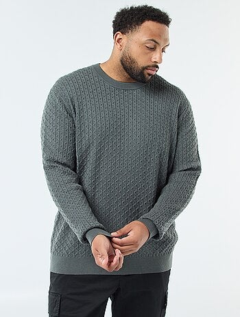 Pull col rond en maille torsadée