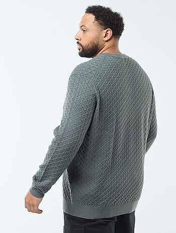 Pull col rond en maille torsadée