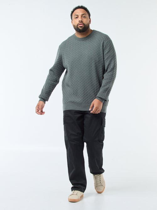 Pull col rond en maille torsadée - Kiabi