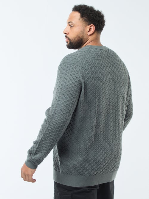 Pull col rond en maille torsadée - Kiabi