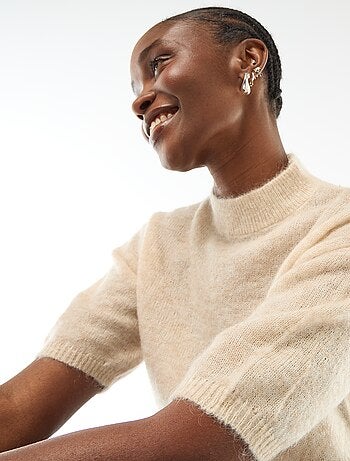 Pull col rond en mohair uni