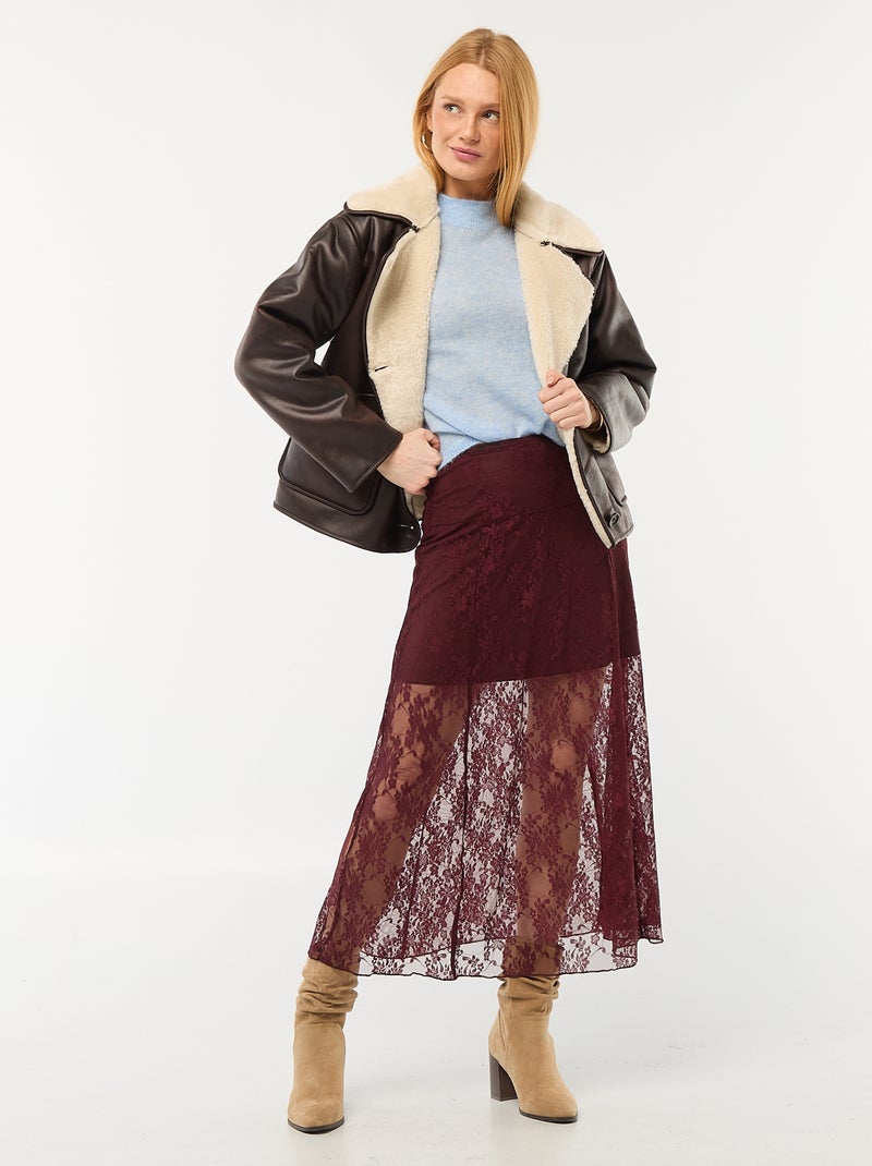 Pull col rond en mohair uni Bleu - Kiabi