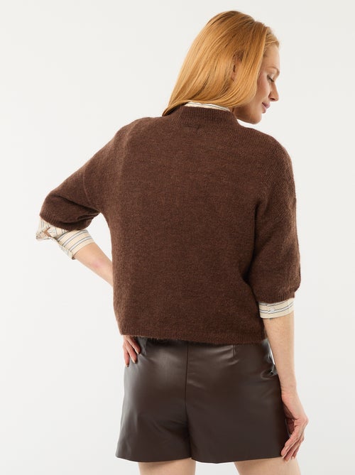 Pull col rond en mohair uni - Kiabi