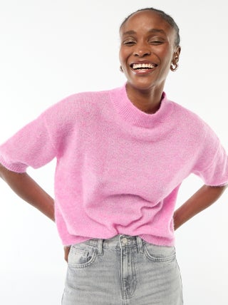 Pull col rond en mohair uni