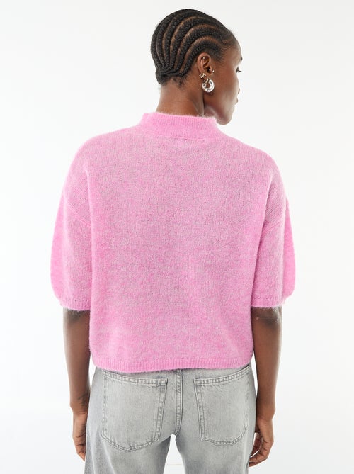Pull col rond en mohair uni - Kiabi