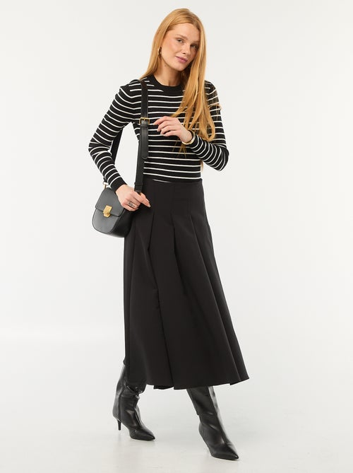 Pull col rond en rib rayé - Kiabi