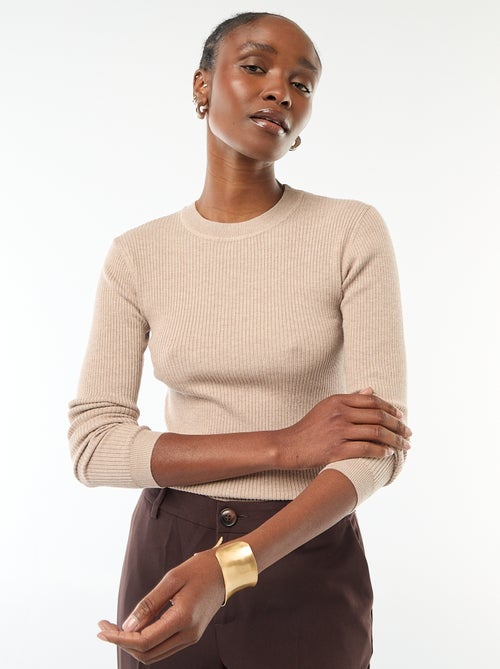 Pull col rond en rib uni - Kiabi Pull col rond en rib uni - Kiabi