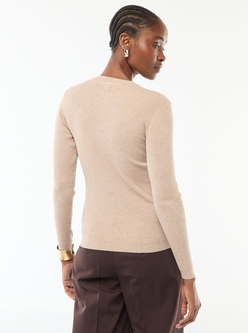 Pull col rond en rib uni - Kiabi Pull col rond en rib uni - Kiabi