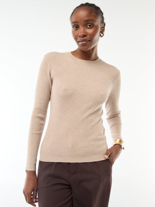 Pull col rond en rib uni - Kiabi Pull col rond en rib uni - Kiabi
