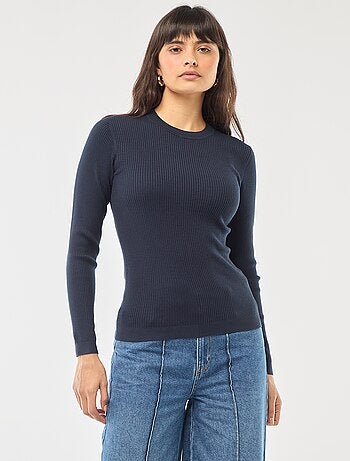 Pull col rond en rib uni