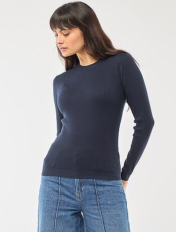 Pull col rond en rib uni