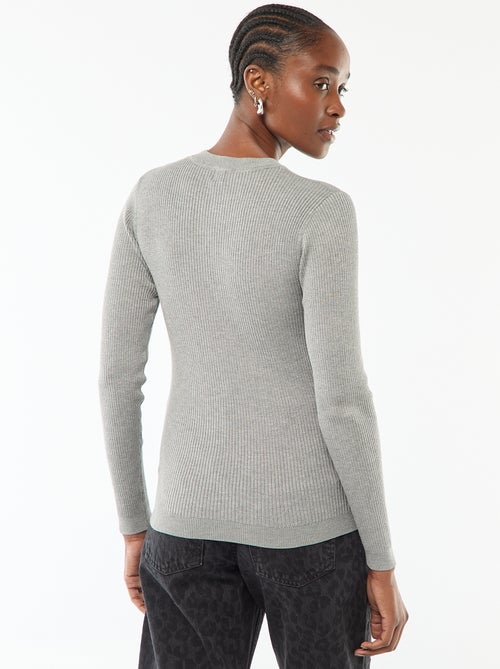 Pull col rond en rib uni - Kiabi