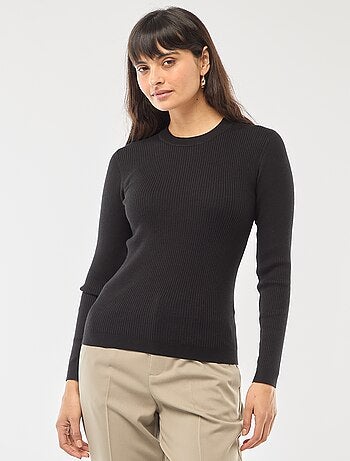 Pull col rond en rib uni