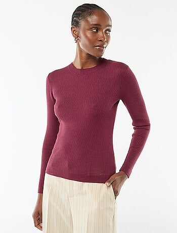 Pull col rond en rib uni