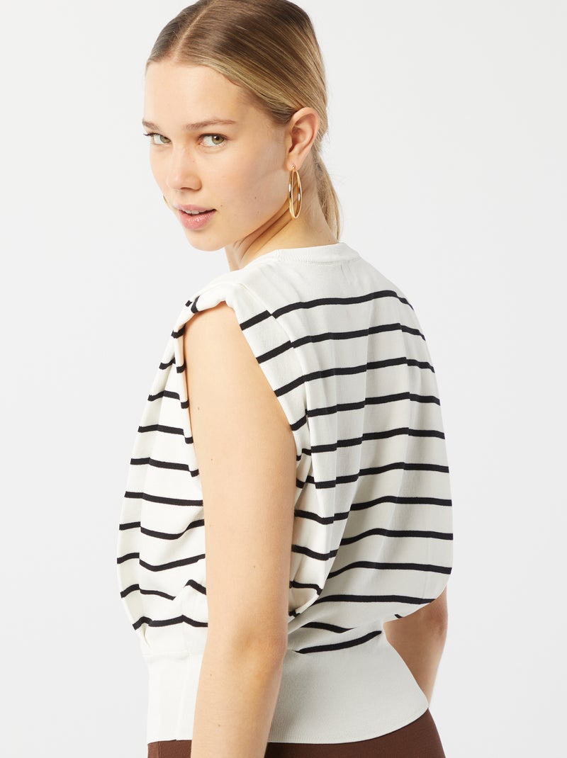 Blouse Blanche Femme Lauren Duvat Avec épaulettes Et Poches - Taille 14