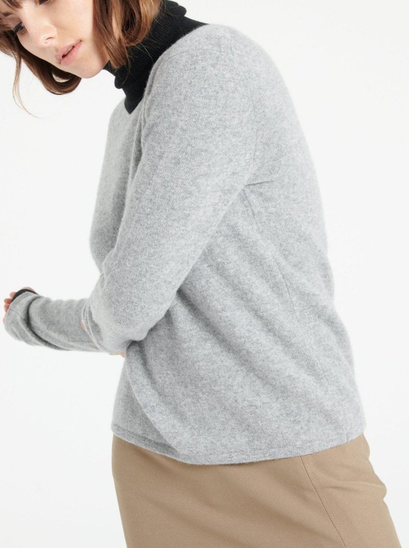 Pull col rond femme 100% cachemire - LILLY 1 Gris clair - Kiabi