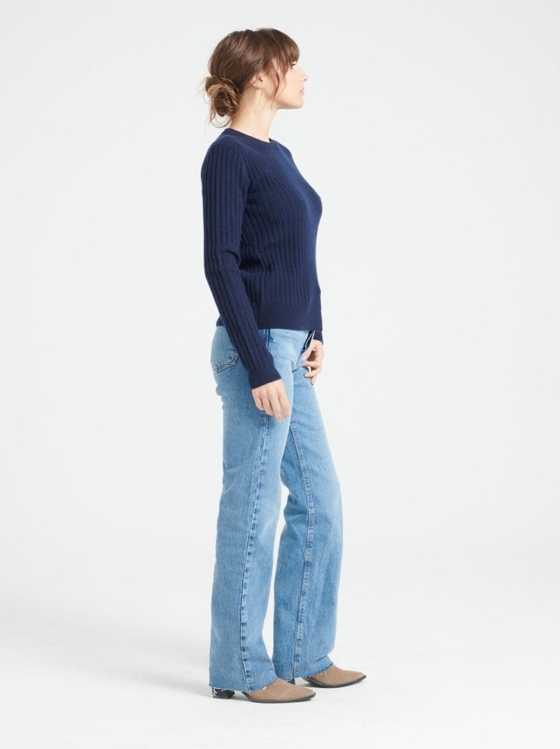 Pull col rond femme 100% cachemire - LILLY 16 Bleu marine - Kiabi