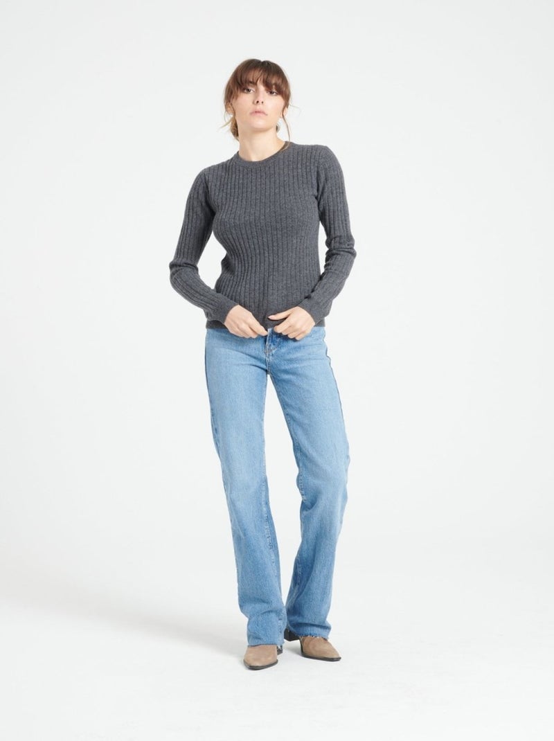 Pull col rond femme 100% cachemire - LILLY 16 gris anthracite - Kiabi