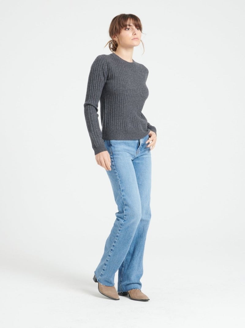 Pull col rond femme 100% cachemire - LILLY 16 gris anthracite - Kiabi