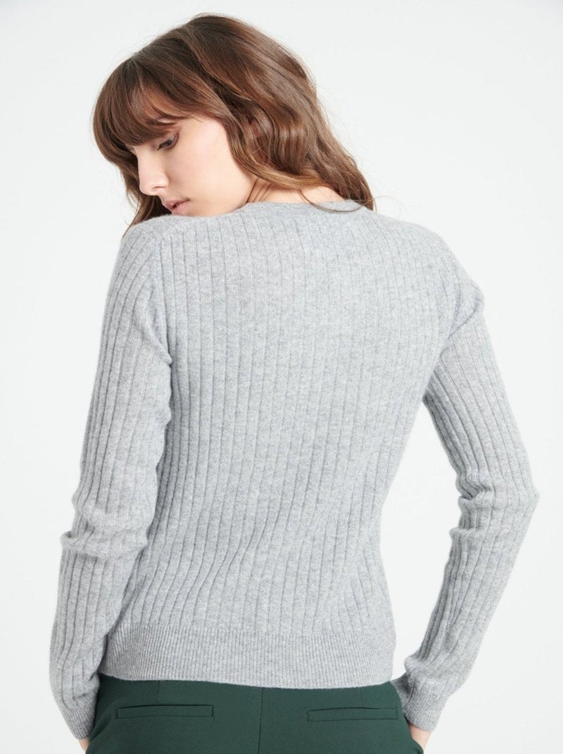 Pull col rond femme 100% cachemire - LILLY 16 Gris clair - Kiabi