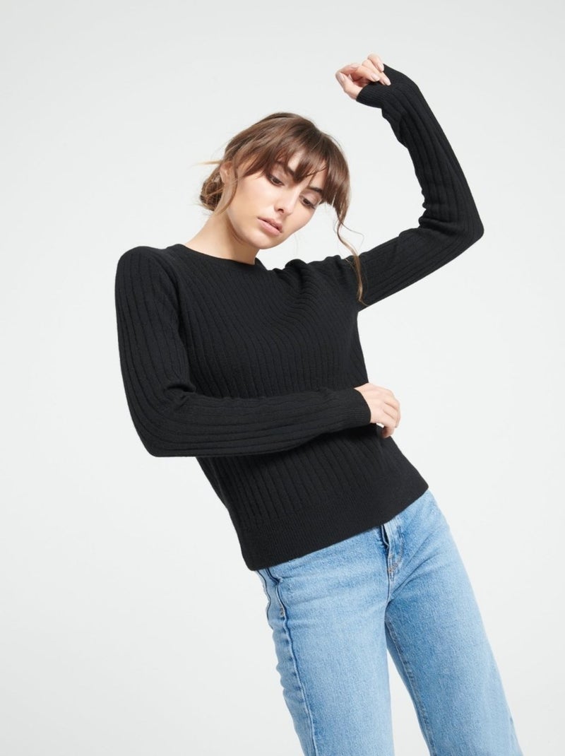 Pull col rond femme 100% cachemire - LILLY 16 Noir - Kiabi