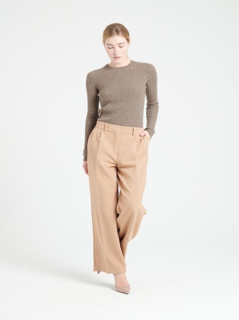 Pull col rond femme 100% cachemire - LILLY 16 Taupe - Kiabi