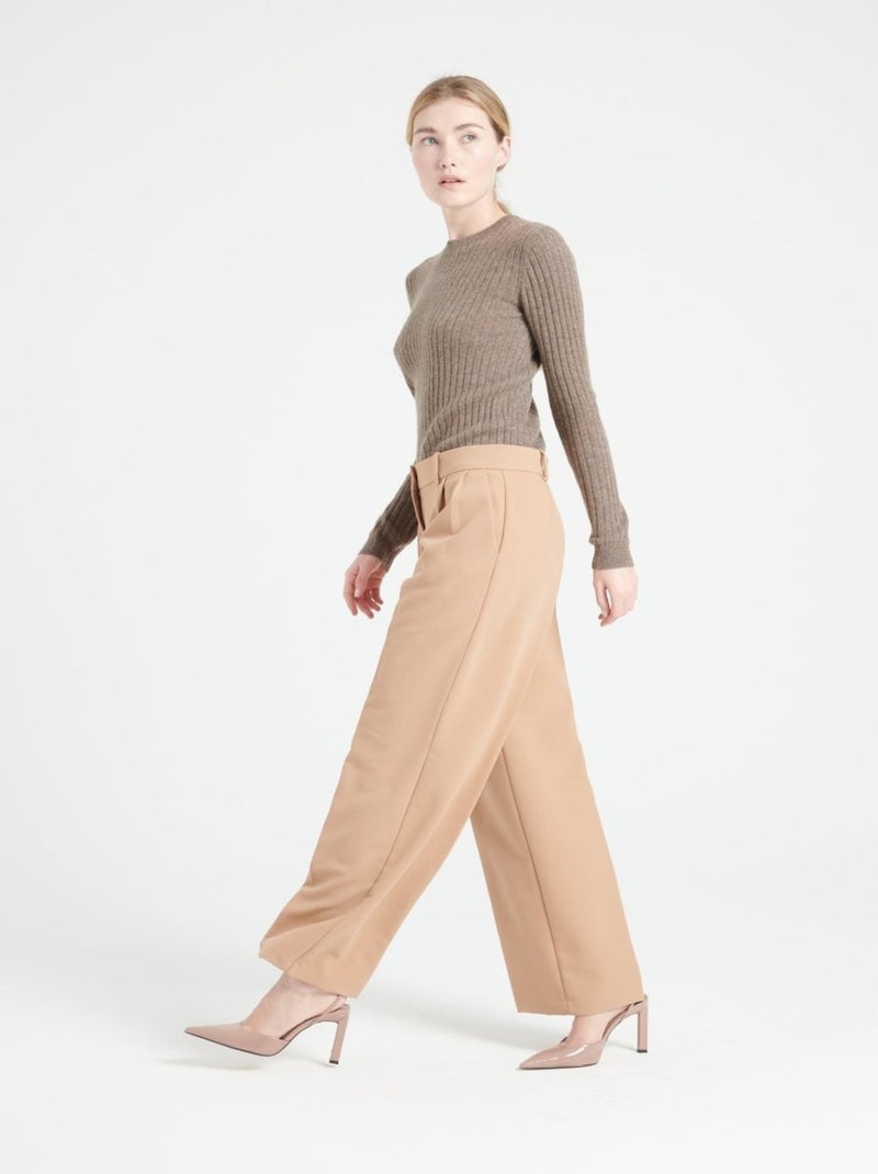 Pull col rond femme 100% cachemire - LILLY 16 Taupe - Kiabi