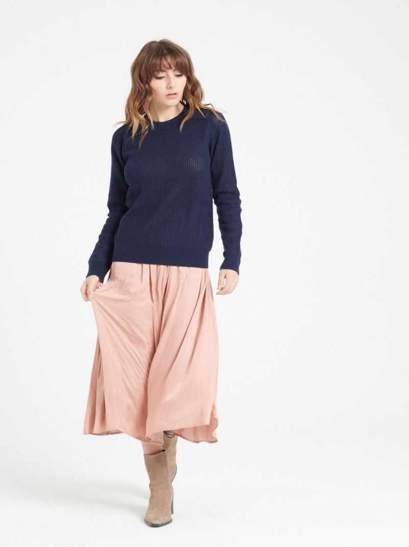 Pull col rond femme 100% cachemire - LILLY 23 Bleu marine - Kiabi