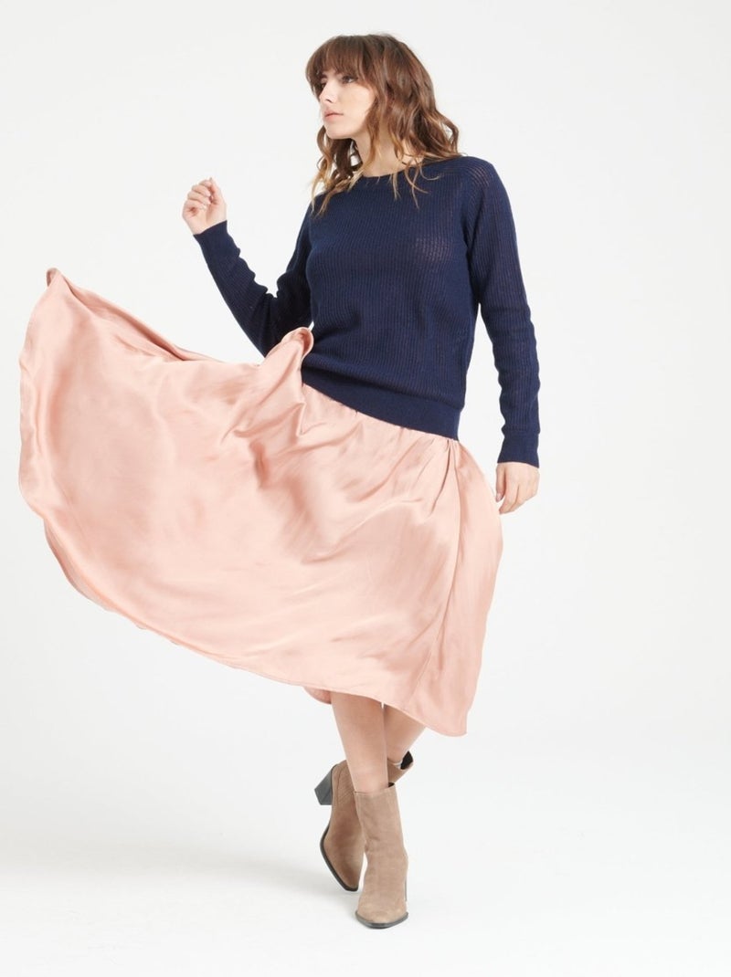 Pull col rond femme 100% cachemire - LILLY 23 Bleu marine - Kiabi