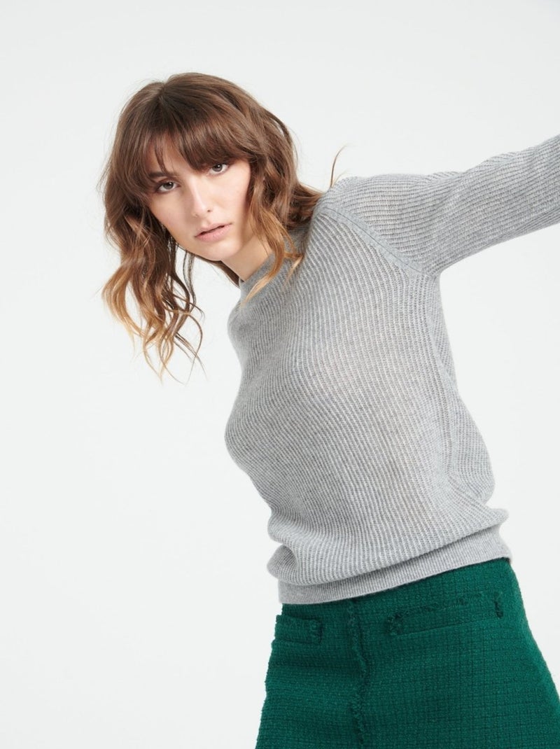 Pull col rond femme 100% cachemire - LILLY 23 Gris clair - Kiabi